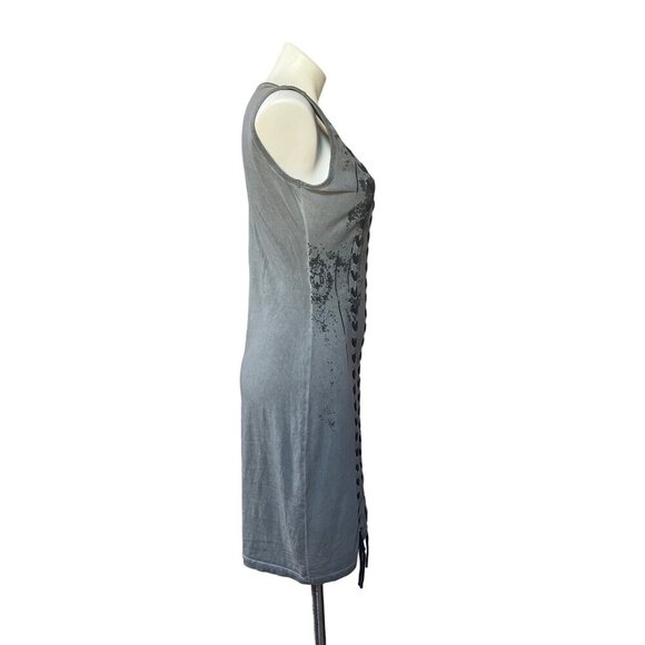 Angels Never Die Post Apocalyptic Edgy Gray Wash Sleeveless Dress L Shabby Chic - Picture 8 of 10